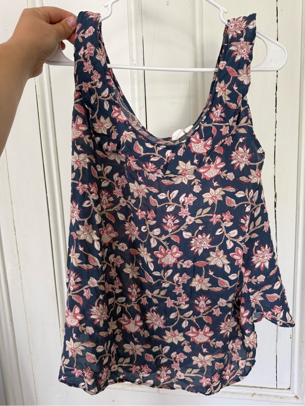 GAP Navy Floral Camisole with Pink and Cream Blooms